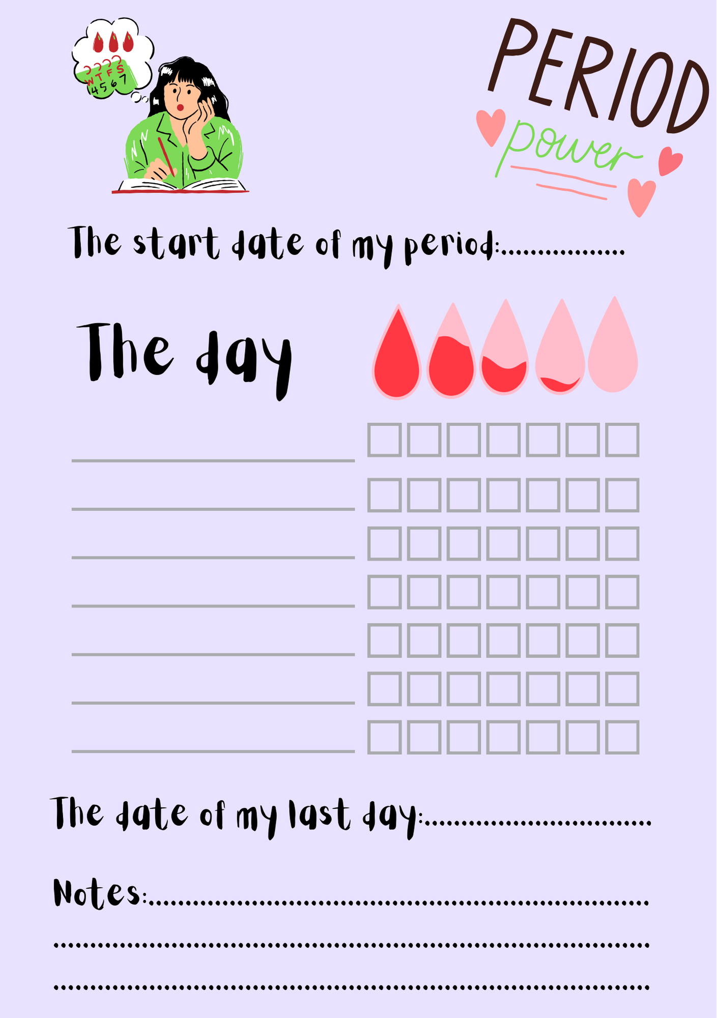 period power calendar english