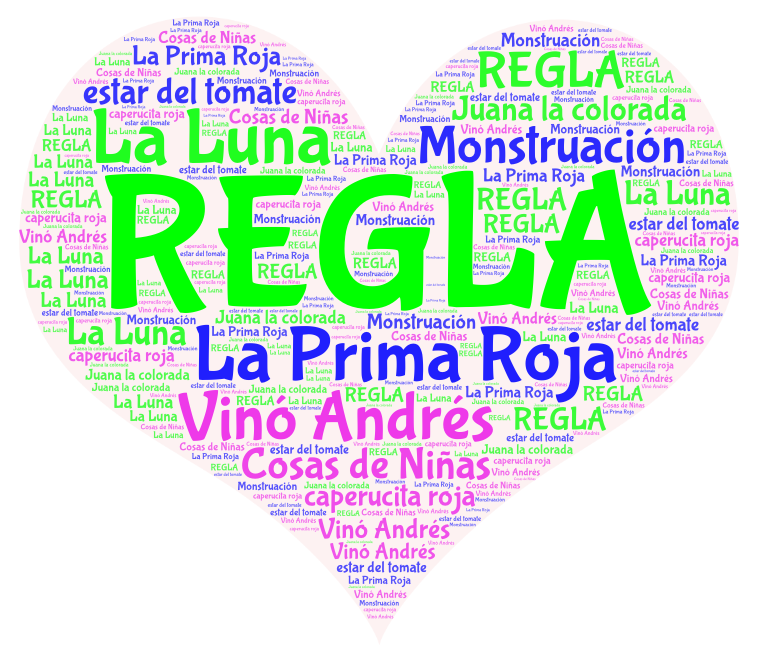 word art regla menstruation in heart form