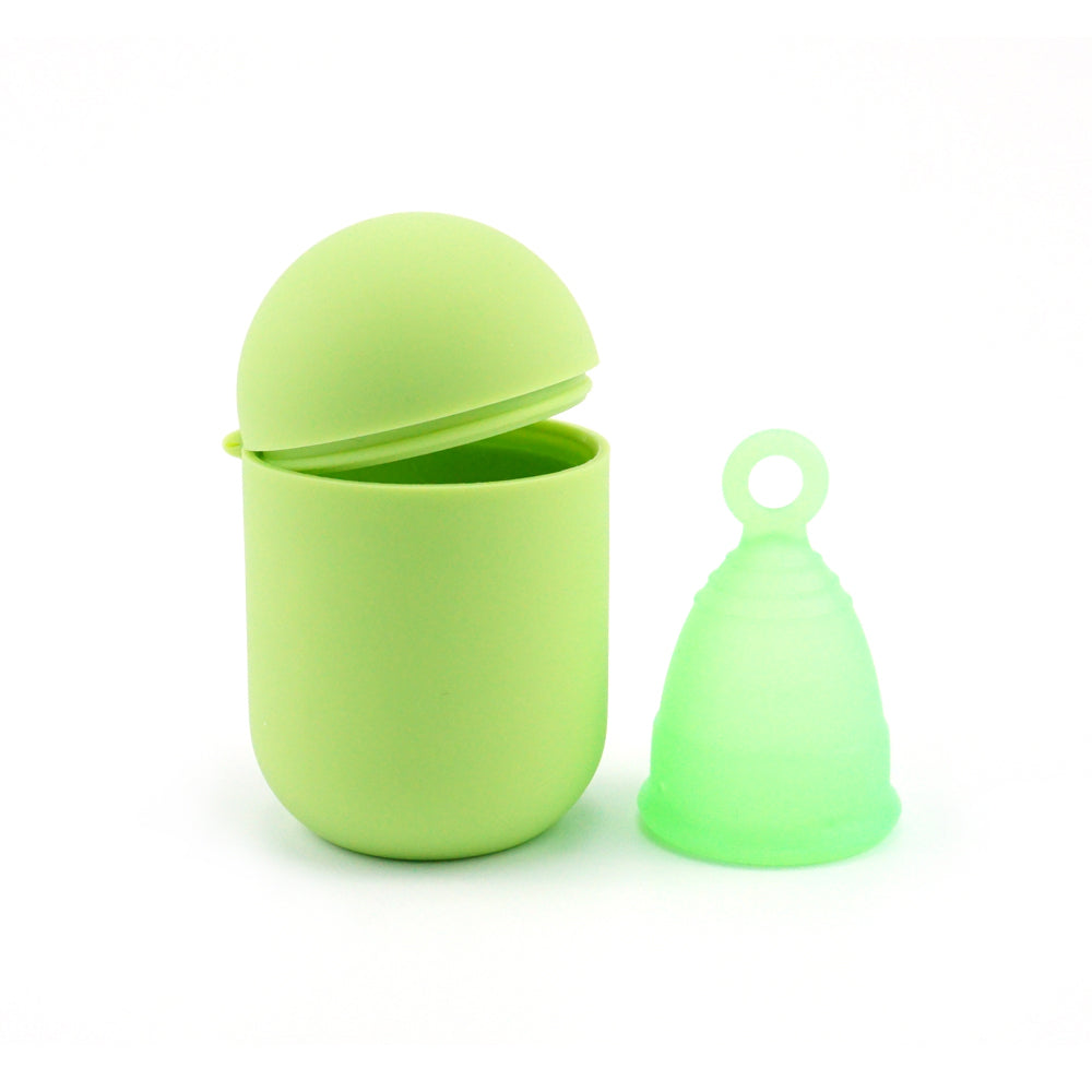 Vaso esterilizador y copa menstrual verde 2