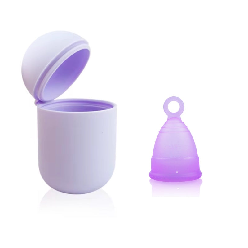 Vaso esterilizador y copa menstrual morado lila